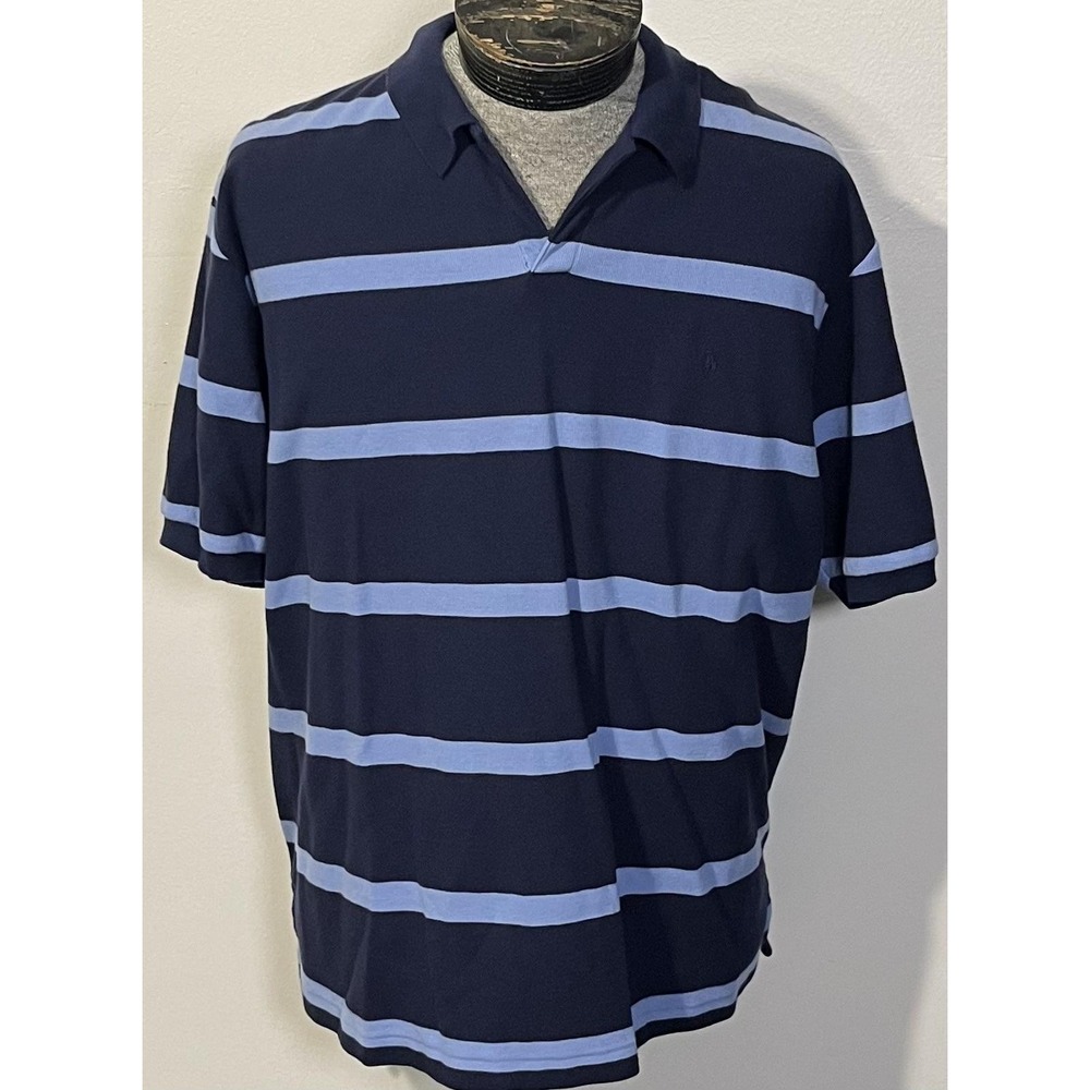 Polo By Ralph Lauren Polo Shirt Mens 2XL‎ Blue Stripe Short Sleeve Casual Cotton